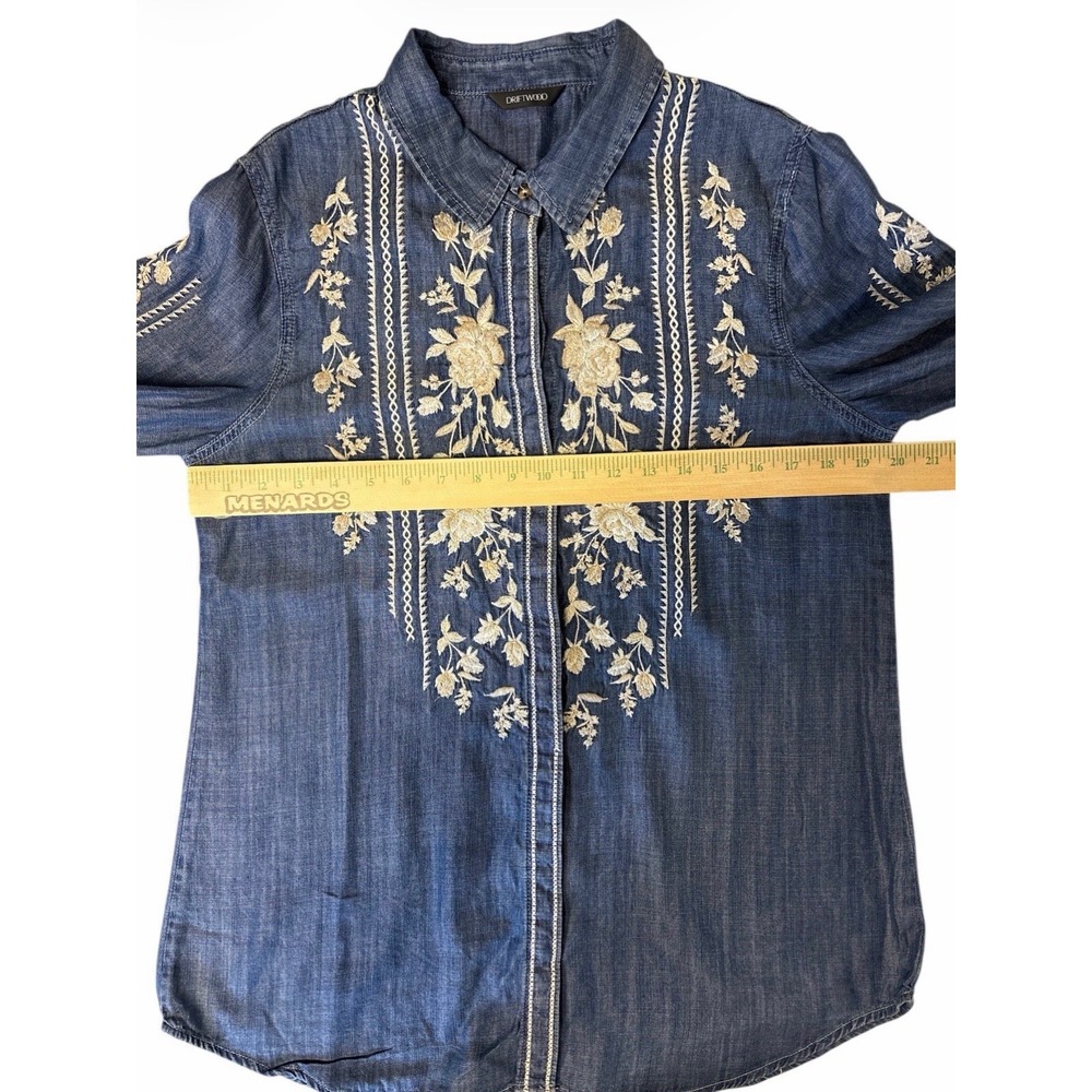 Sundance Driftwood Blue Embroidered "Auger Falls Shirt" Size Med? (e6) - Picture 8 of 10